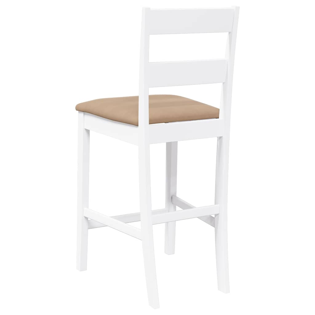 Bar stools with cushions 2 pcs white solid rubberwood