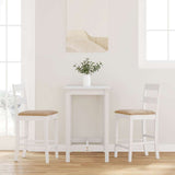 Bar stools with cushions 2 pcs white solid rubberwood