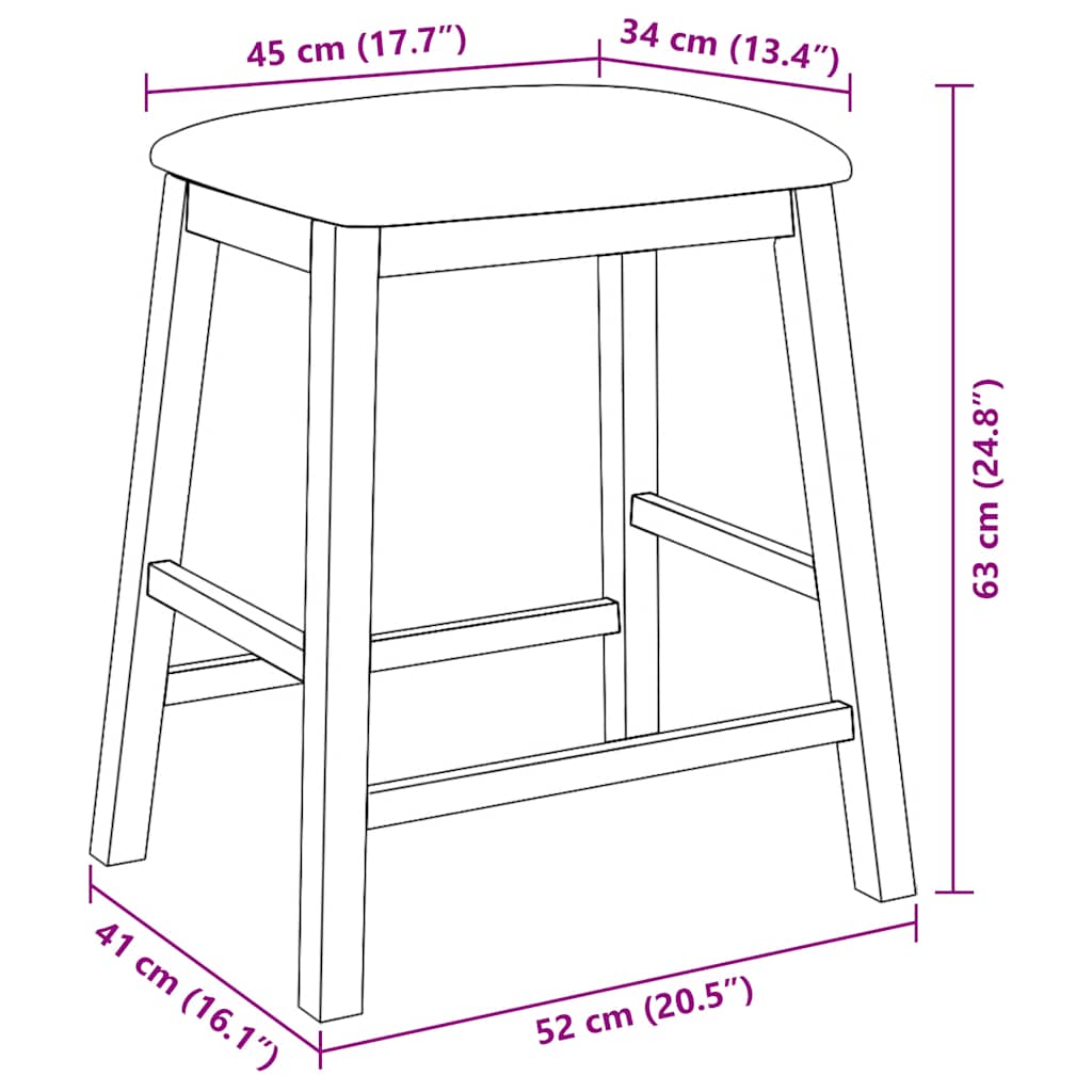 bar chairs with cushions 2 pcs solid rubberwood