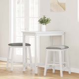 Bar chairs with cushions 2 pcs white solid rubberwood