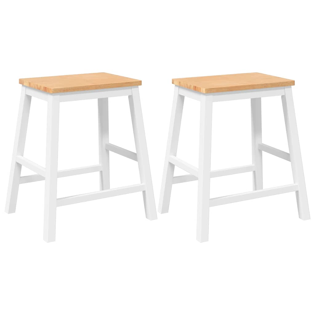 Chaises de bar 2 pcs blanc bois massif d'hévéa