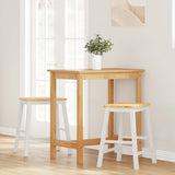 Chaises de bar 2 pcs blanc bois massif d'hévéa