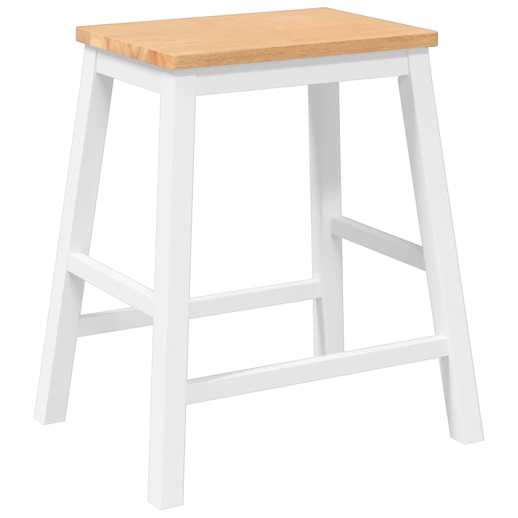 Chaises de bar 2 pcs blanc bois massif d'hévéa