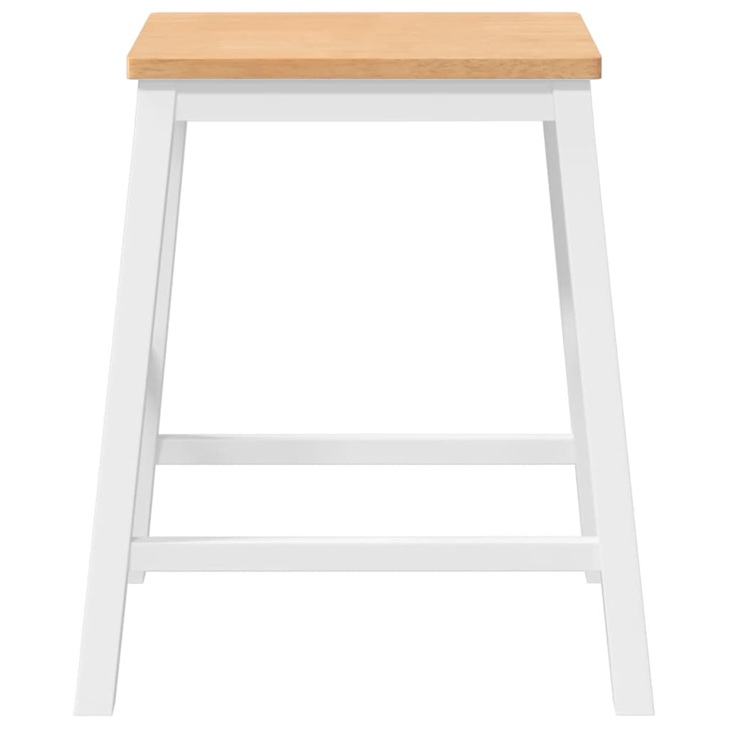 Chaises de bar 2 pcs blanc bois massif d'hévéa