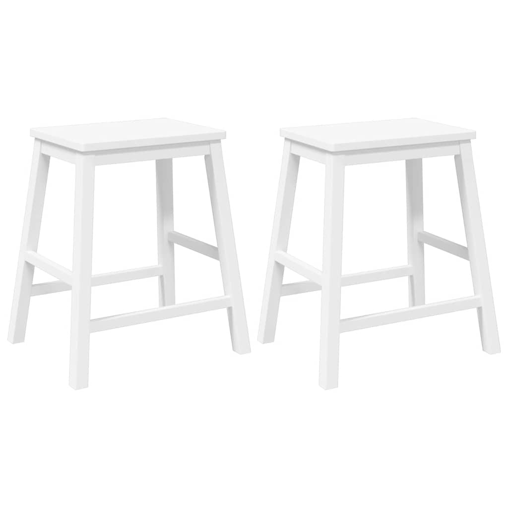 Bar chairs 2 pcs white solid rubberwood