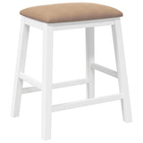 Bar chairs with cushions 2 pcs white solid rubberwood