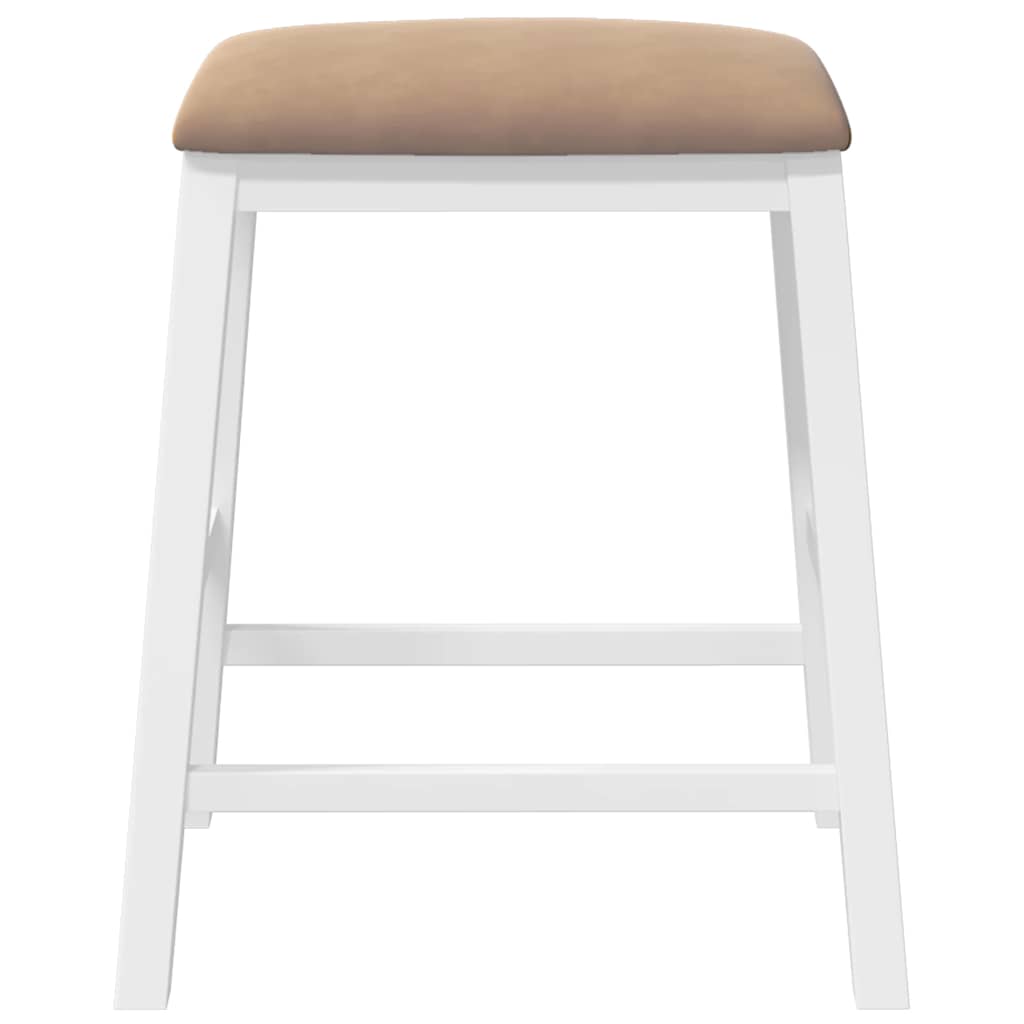 Bar chairs with cushions 2 pcs white solid rubberwood