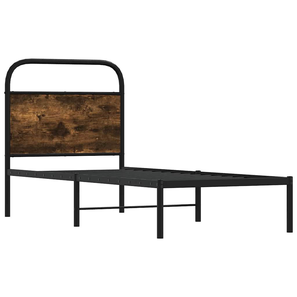 Cadre de lit sans matelas chêne fumé 75x190cm bois d'ingénierie