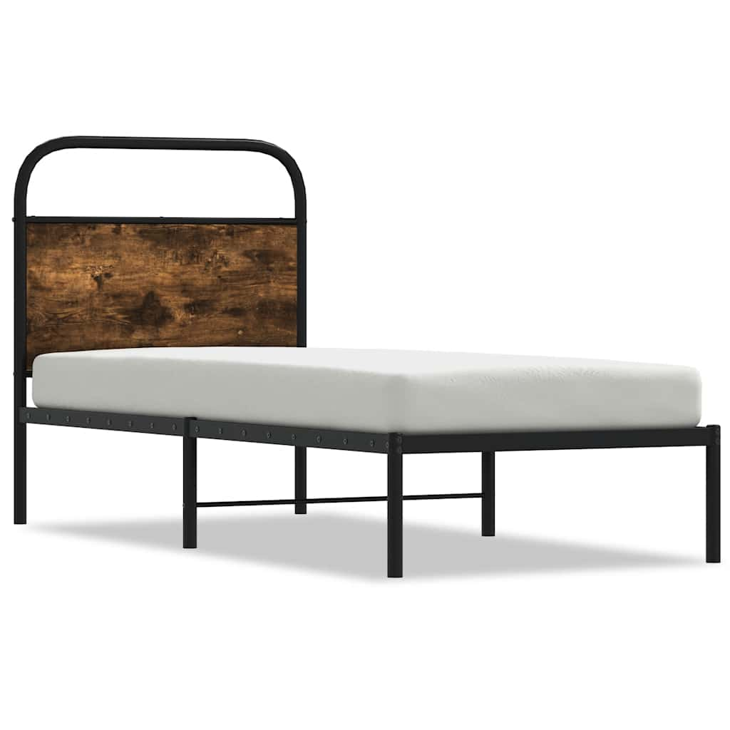 Cadre de lit sans matelas 80x200cm chêne fumé bois d'ingénierie