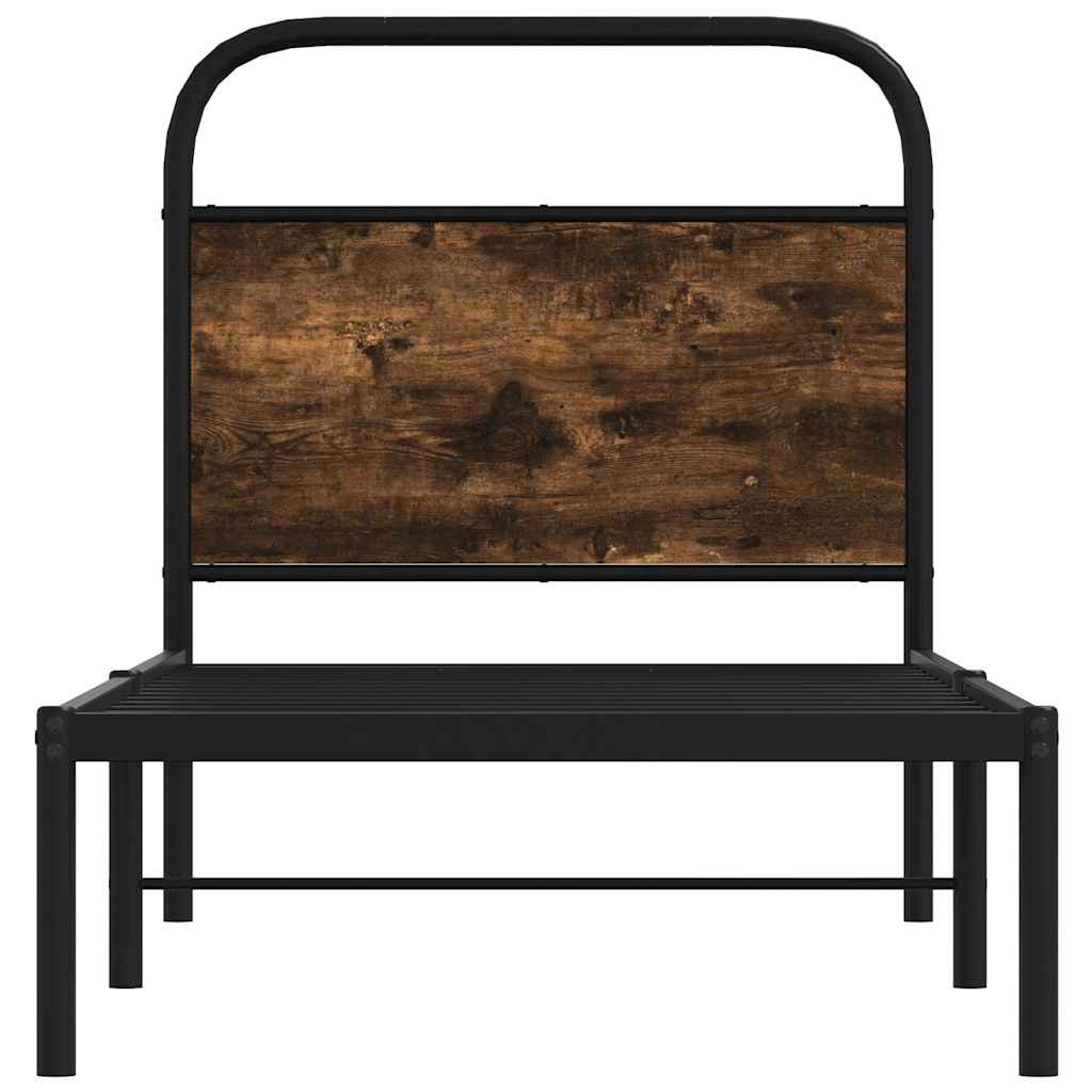 Cadre de lit sans matelas 80x200cm chêne fumé bois d'ingénierie