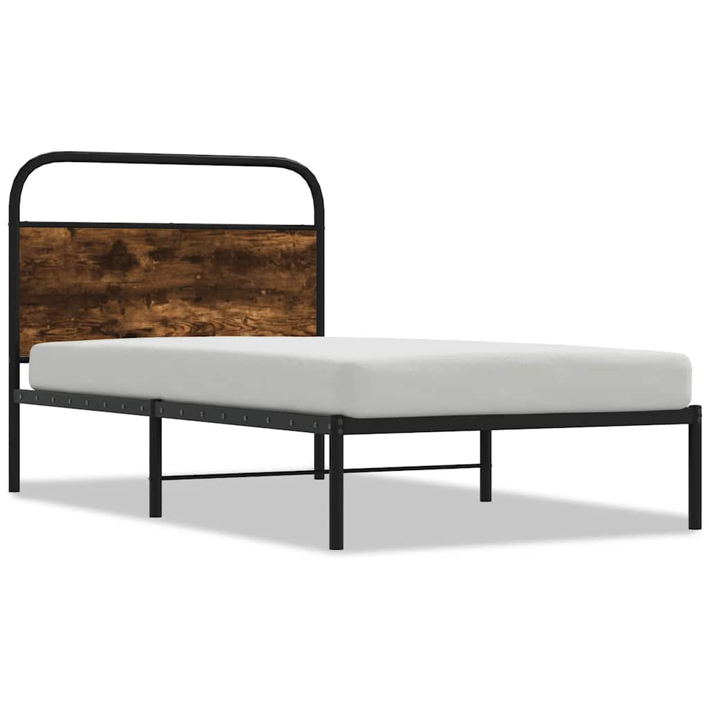 Cadre de lit sans matelas 90x200cm chêne fumé bois d'ingénierie