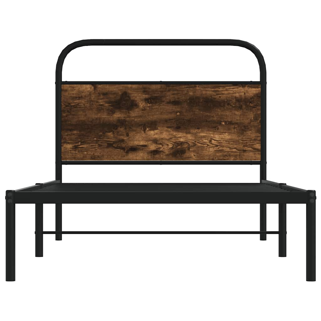 Cadre de lit sans matelas 90x200cm chêne fumé bois d'ingénierie