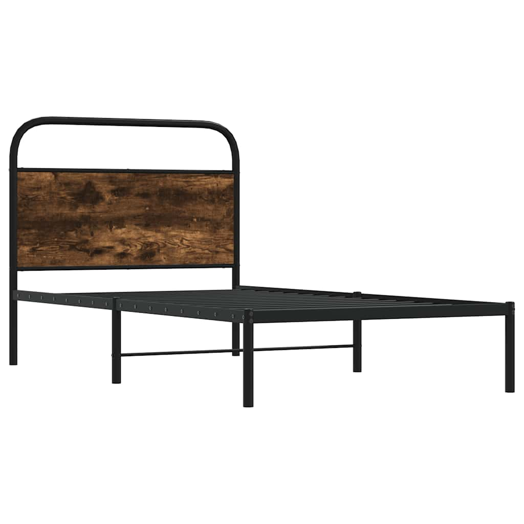 Cadre de lit sans matelas 100x200 cm chêne fumé bois ingénierie