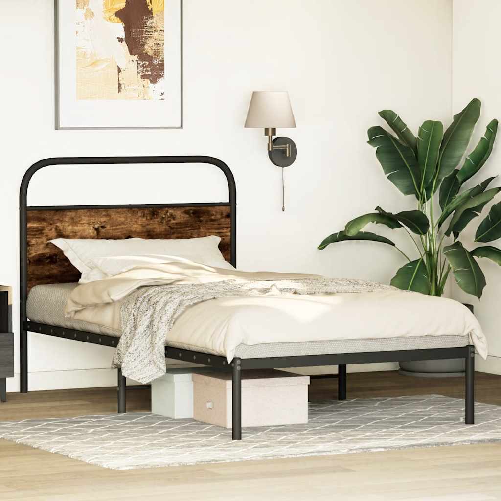 Cadre de lit sans matelas 100x200 cm chêne fumé bois ingénierie