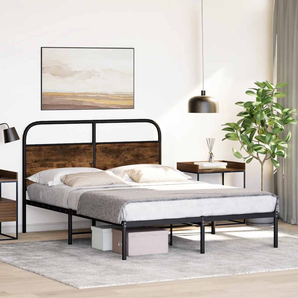 Cadre de lit sans matelas 120x190 cm chêne fumé bois ingénierie