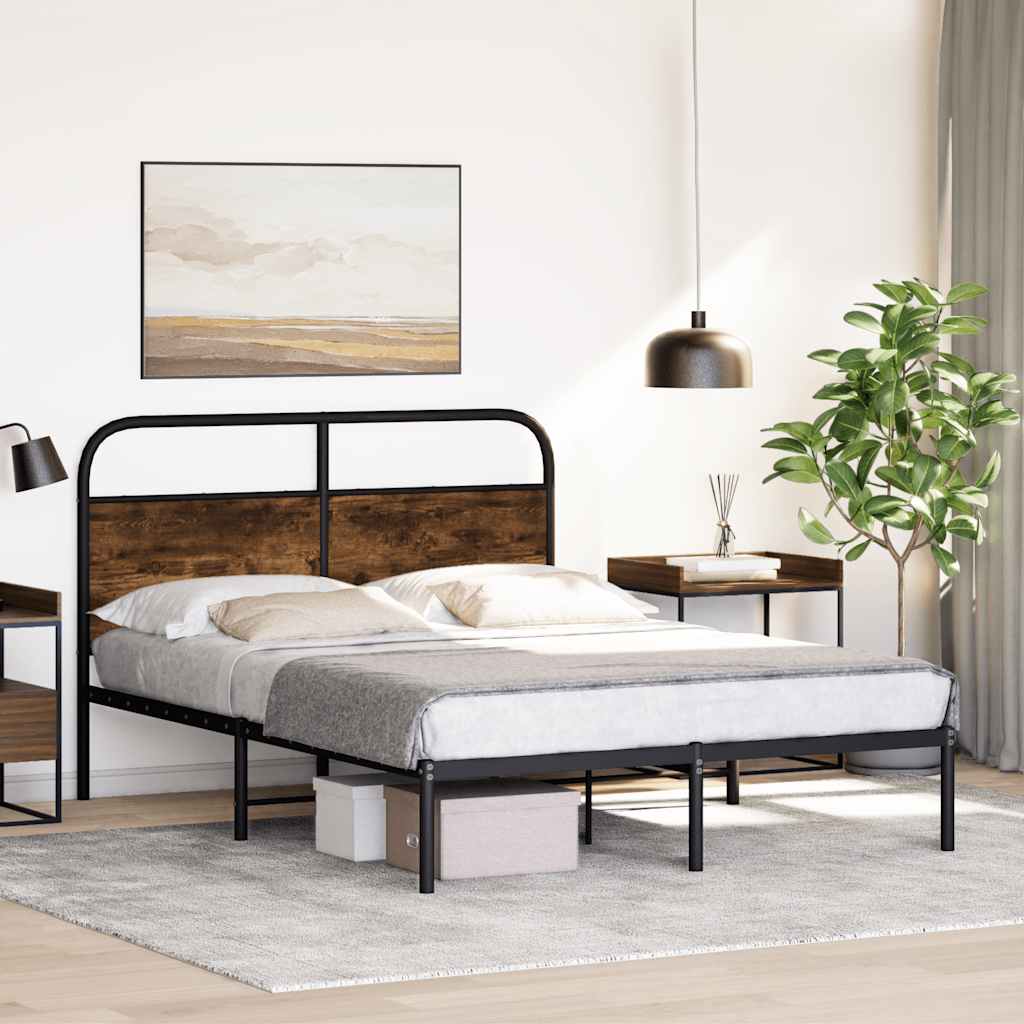 Cadre de lit sans matelas 140x190 cm chêne fumé bois ingénierie