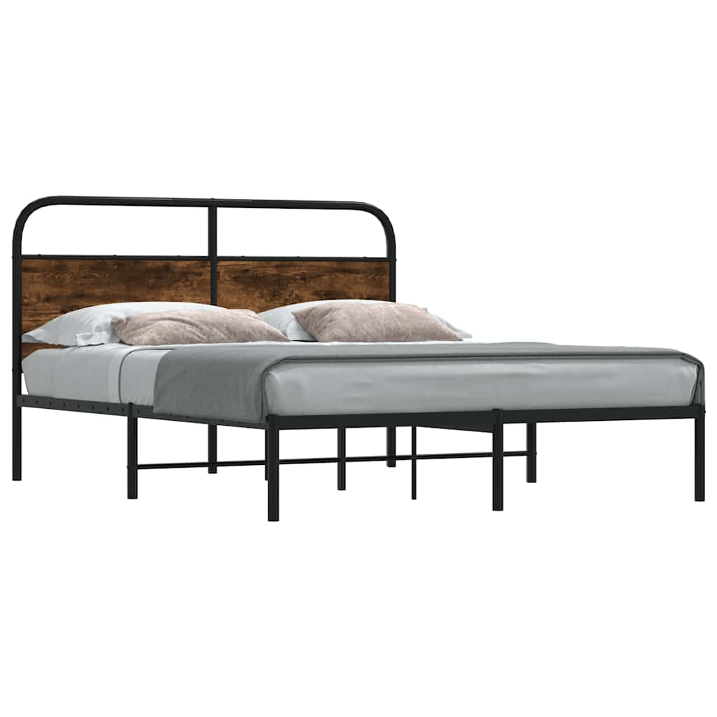 Cadre de lit sans matelas 140x190 cm chêne fumé bois ingénierie