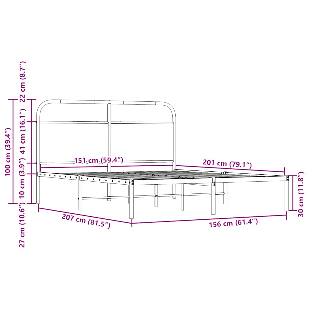 Bettgestell ohne Matratze 150x200 cm, Holzwerkstoff aus geräucherter Eiche