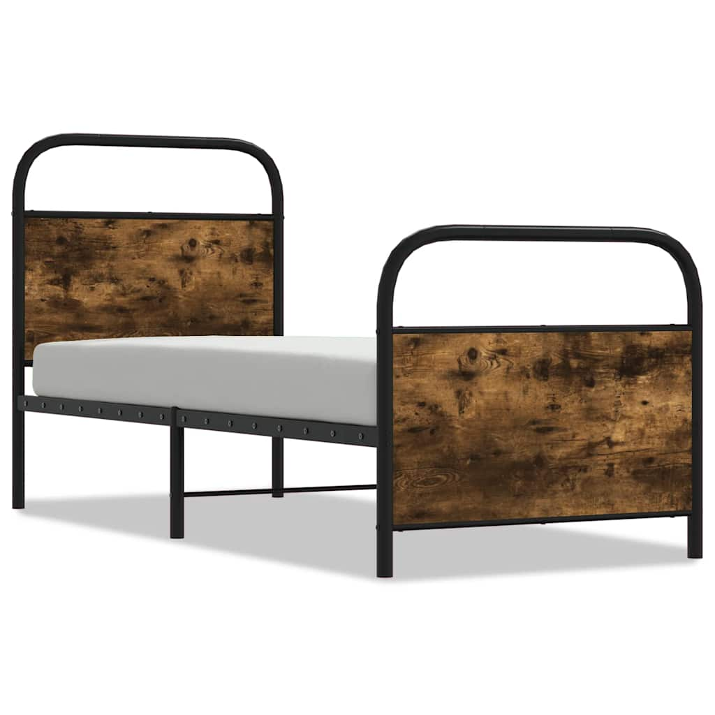 Cadre de lit sans matelas chêne fumé 75x190cm bois d'ingénierie