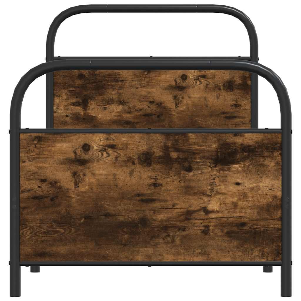 Cadre de lit sans matelas chêne fumé 75x190cm bois d'ingénierie