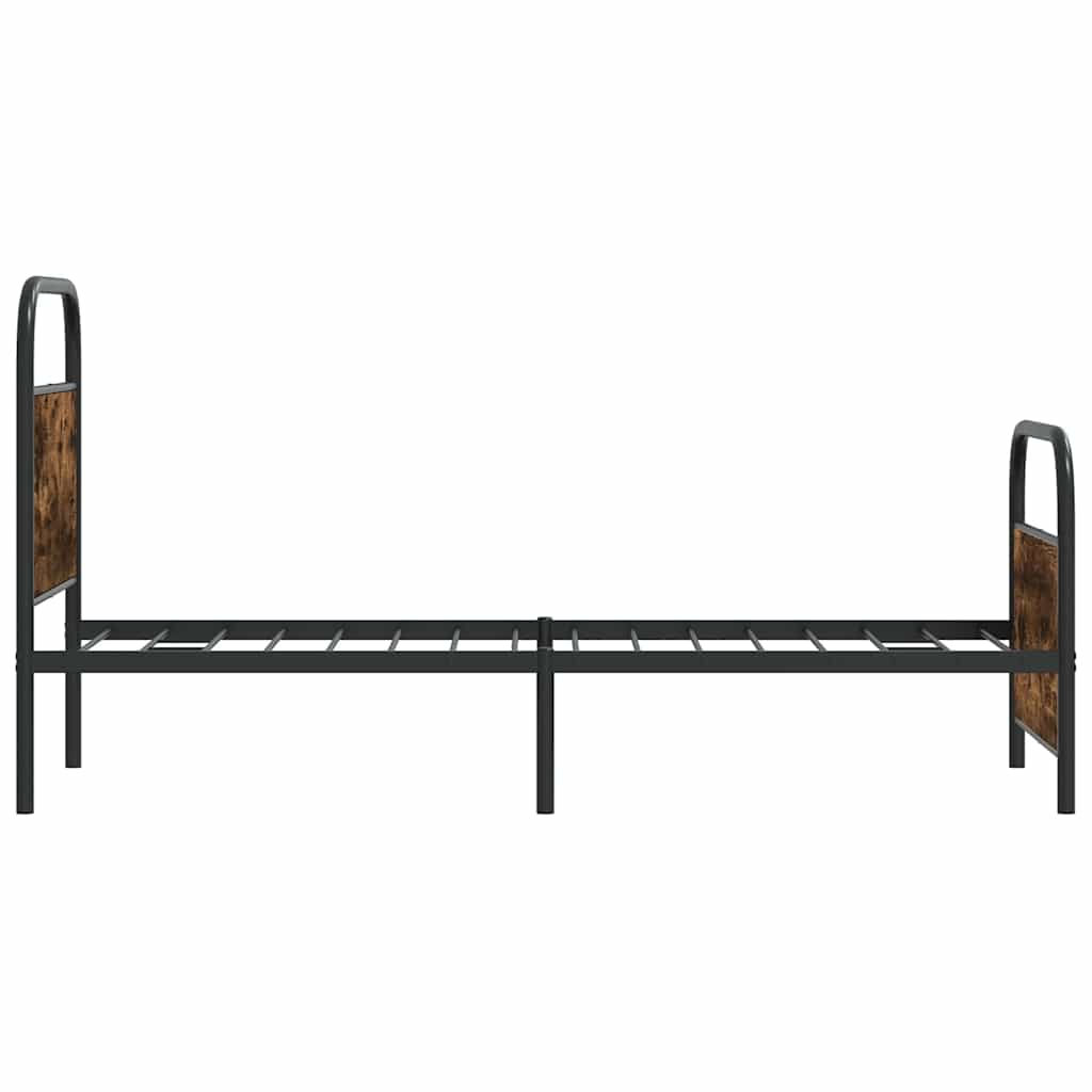 Cadre de lit sans matelas chêne fumé 75x190cm bois d'ingénierie