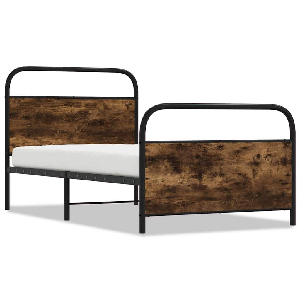 Cadre de lit sans matelas 90x190cm chêne fumé bois d'ingénierie