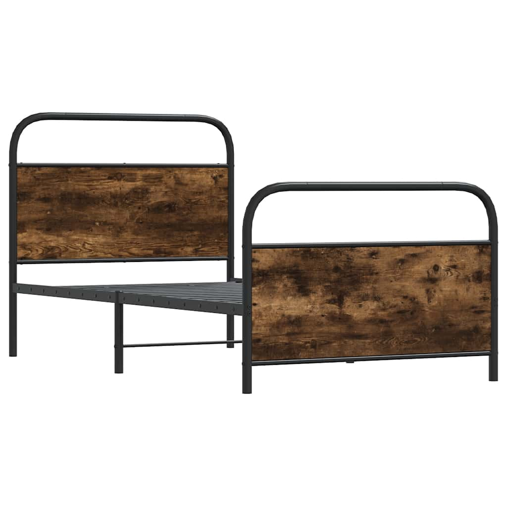 Cadre de lit sans matelas 90x190cm chêne fumé bois d'ingénierie