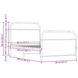 Bettgestell ohne Matratze 90x200cm, Holzwerkstoff aus geräucherter Eiche