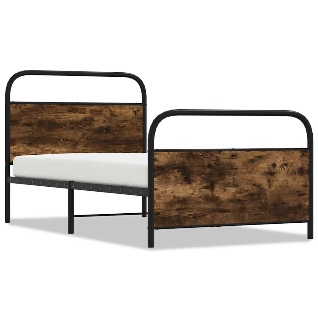 Cadre de lit sans matelas 100x190 cm chêne fumé bois ingénierie