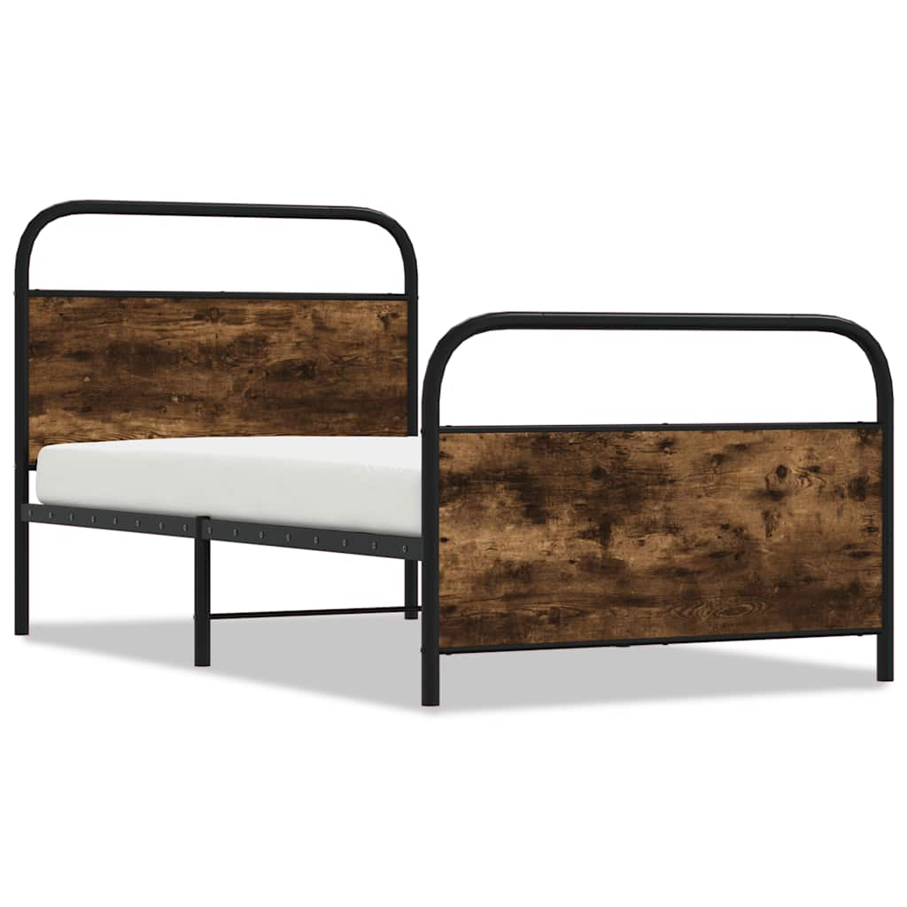 Cadre de lit sans matelas 107x203 cm chêne fumé bois ingénierie