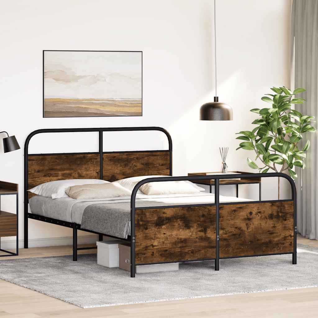 Cadre de lit sans matelas 120x190 cm chêne fumé bois ingénierie