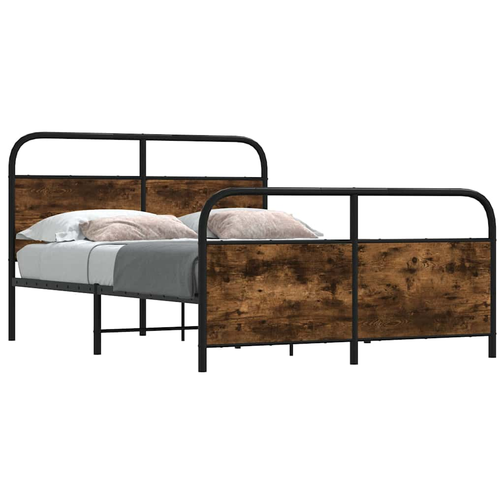 Cadre de lit sans matelas 120x190 cm chêne fumé bois ingénierie