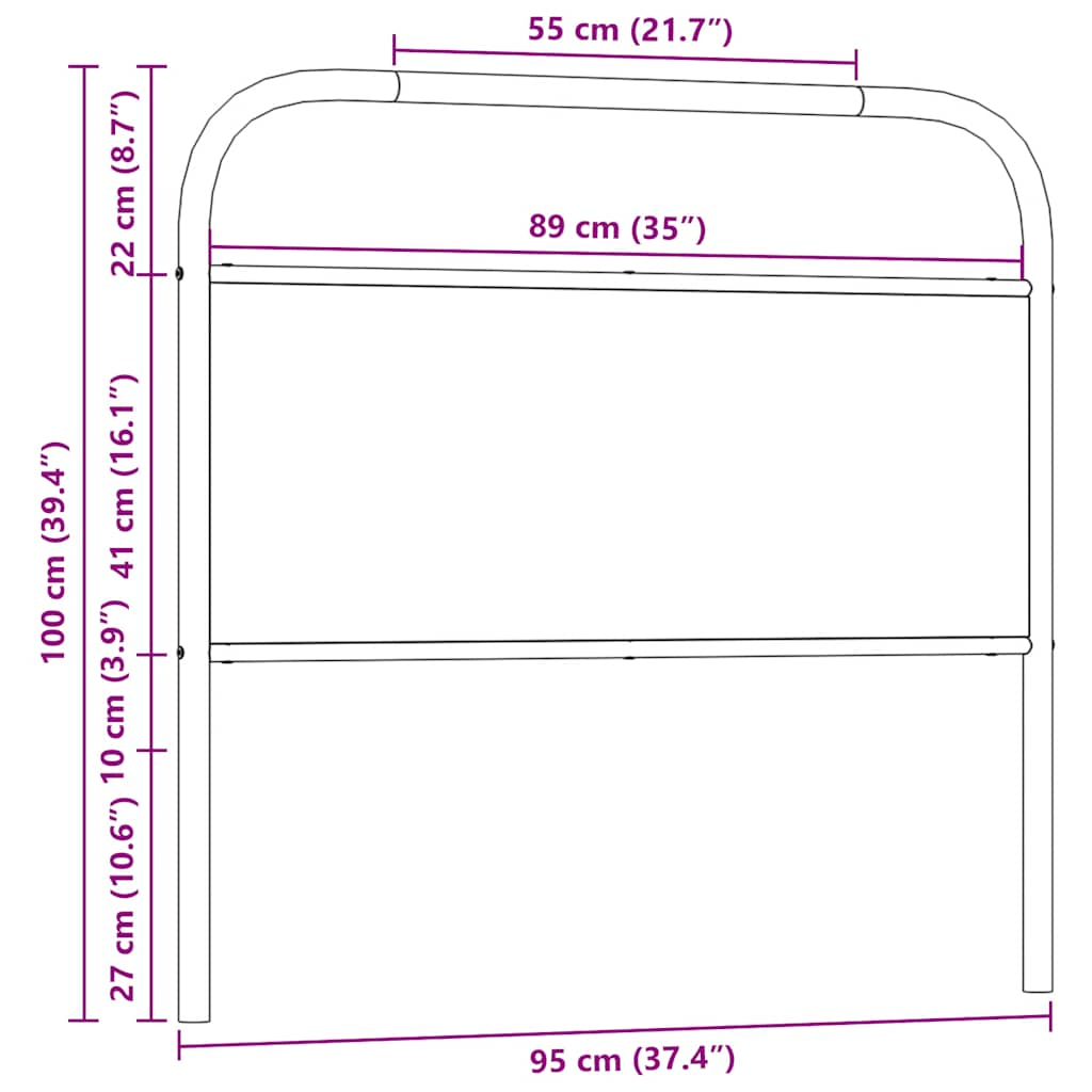 Tête de lit chêne fumé 90 cm acier et bois d'ingénierie