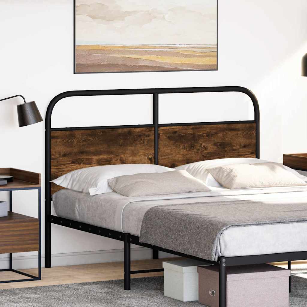 Tête de lit chêne fumé 120 cm acier et bois d'ingénierie