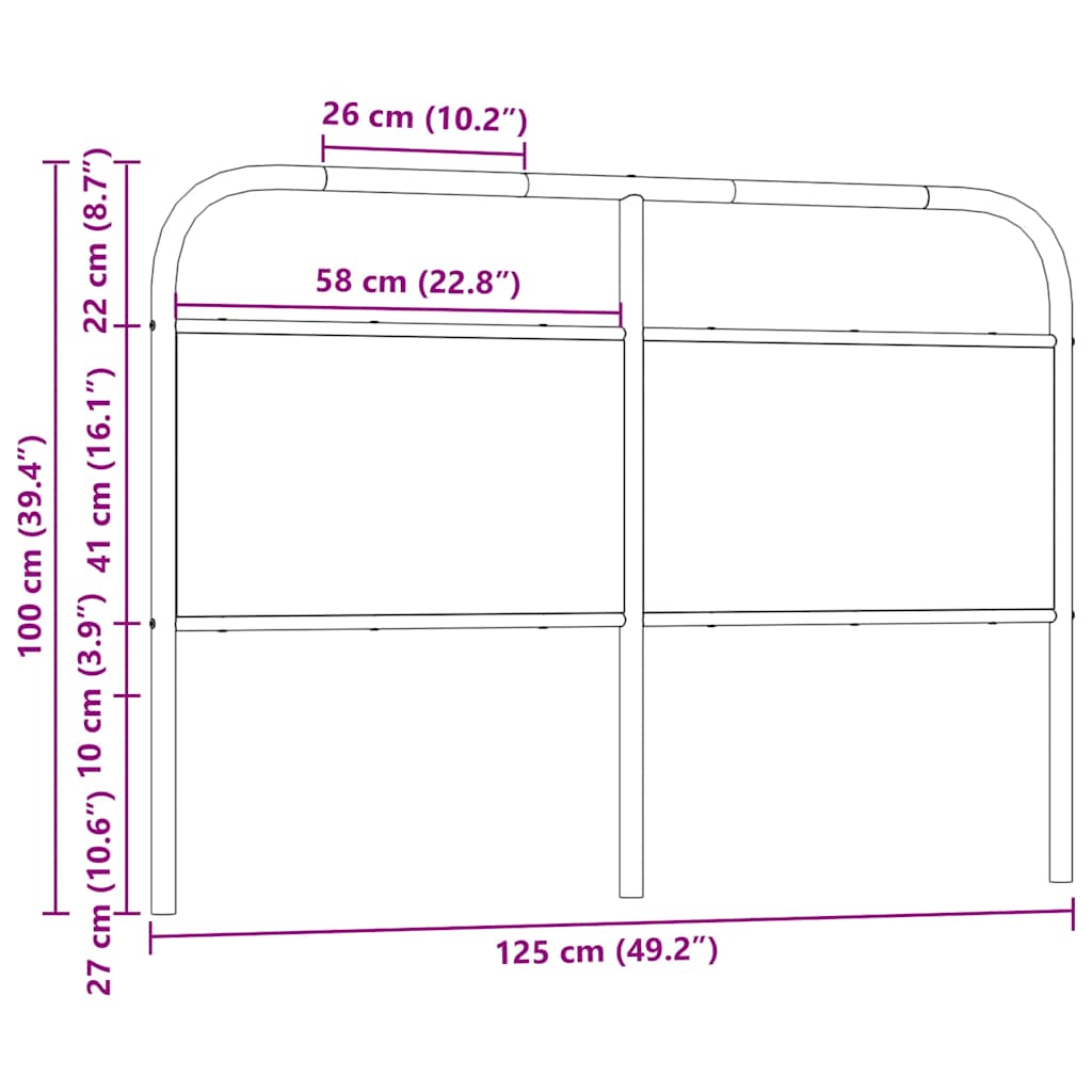 Tête de lit chêne fumé 120 cm acier et bois d'ingénierie