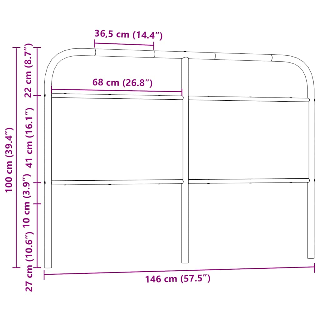 Tête de lit chêne fumé 140 cm acier et bois d'ingénierie