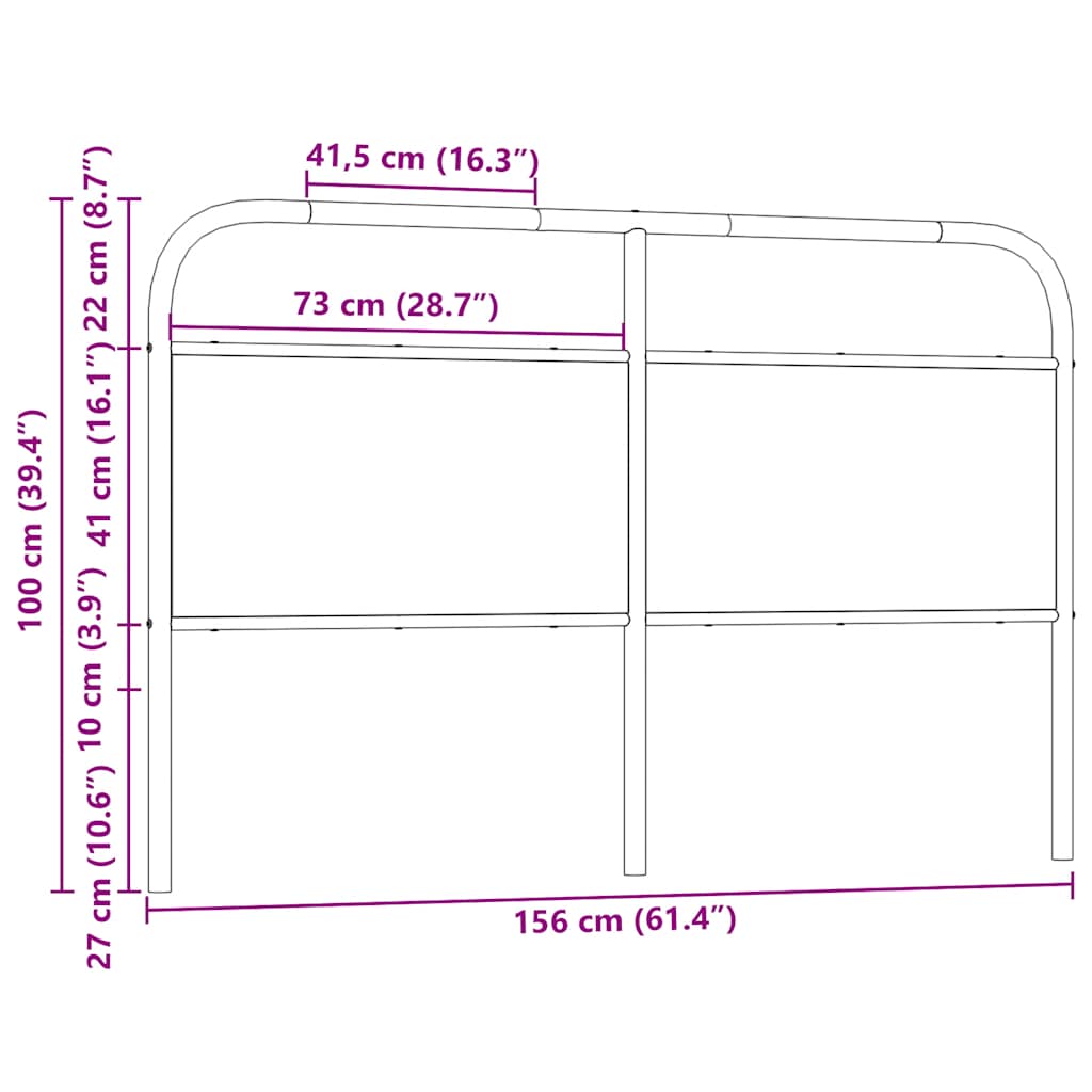 Tête de lit chêne fumé 150 cm acier et bois d'ingénierie