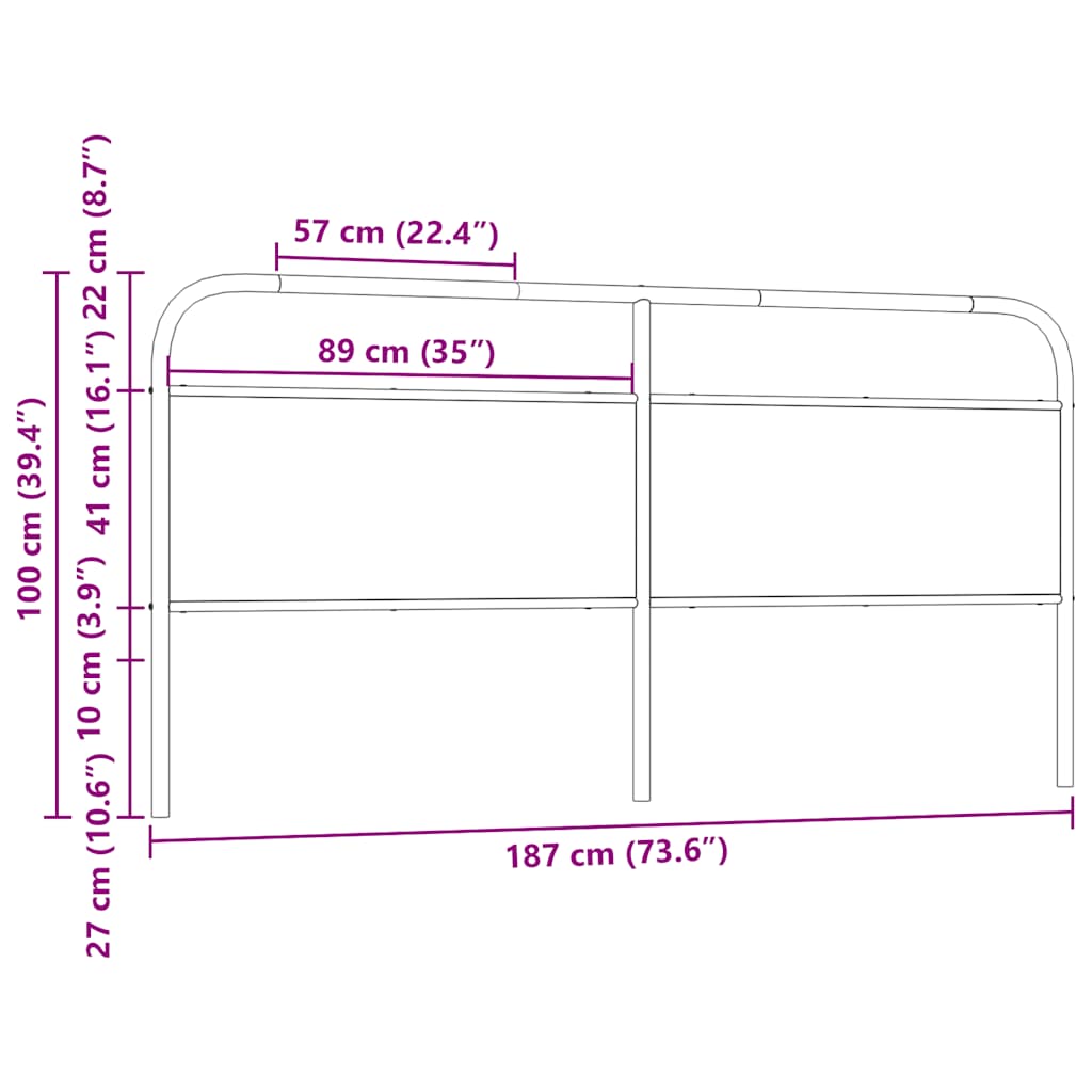 Tête de lit chêne fumé 180 cm acier et bois d'ingénierie