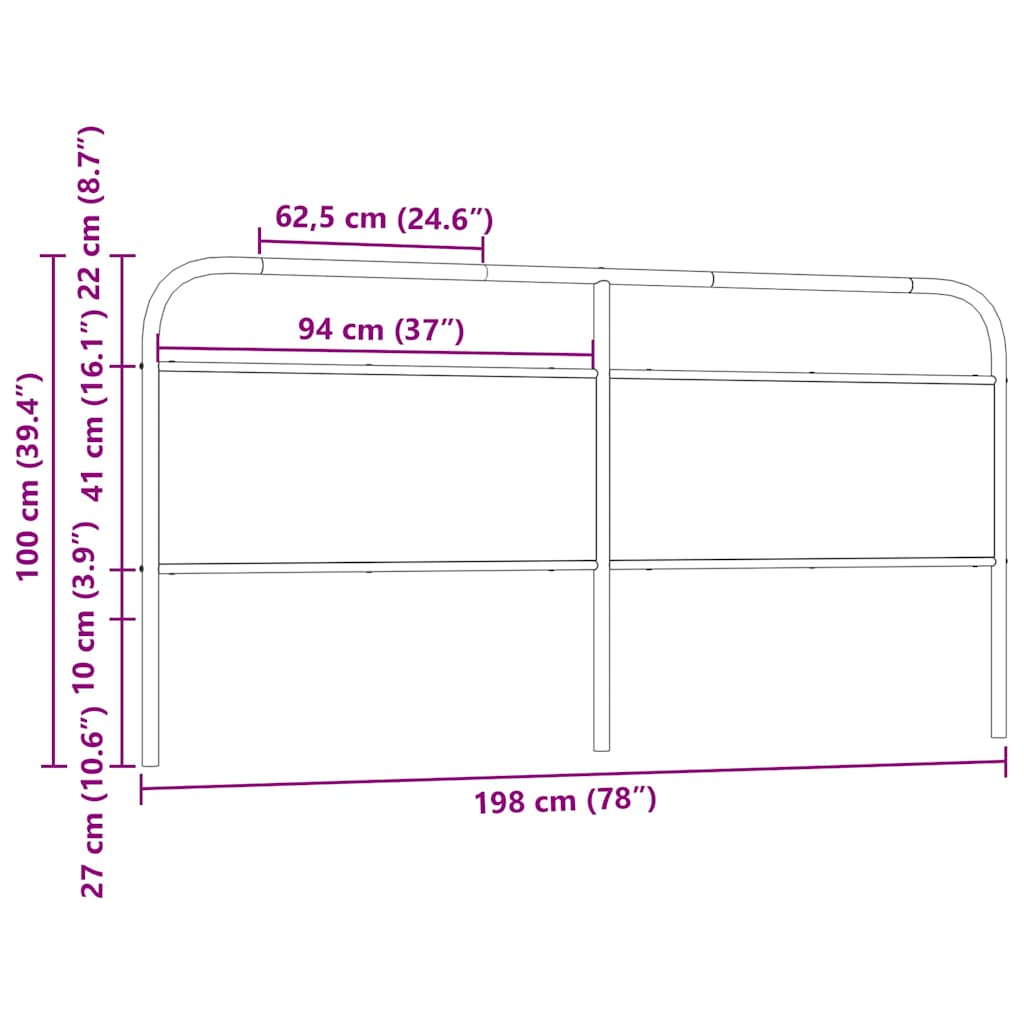 Tête de lit chêne fumé 190 cm acier et bois d'ingénierie