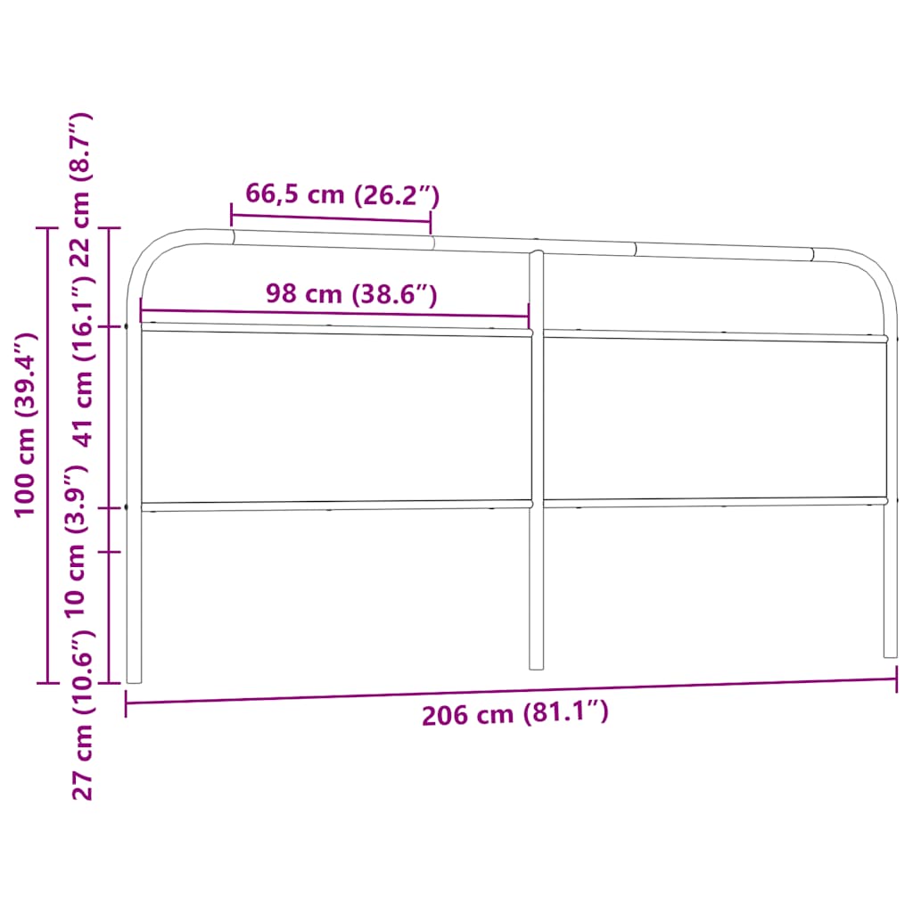 Tête de lit chêne fumé 200 cm acier et bois d'ingénierie