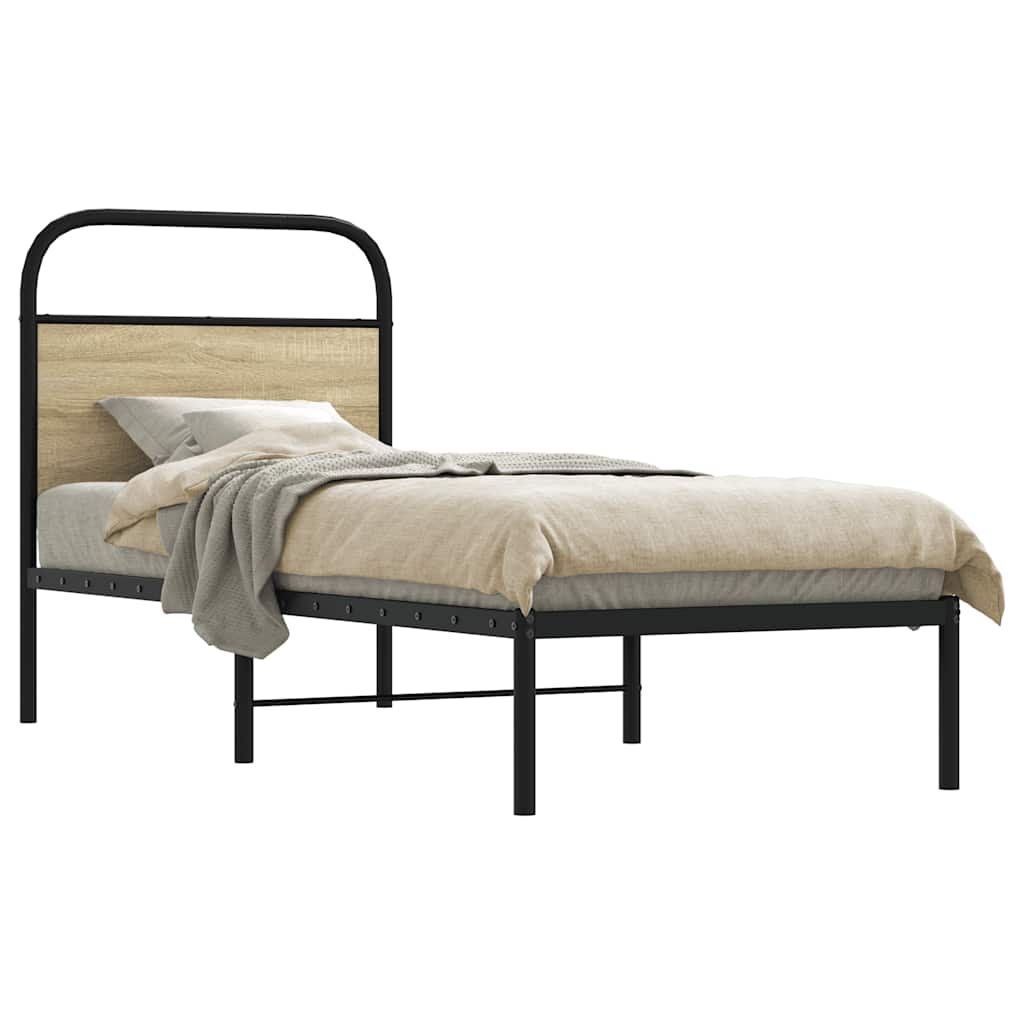 Cadre de lit sans matelas 80x200cm chêne sonoma bois ingénierie