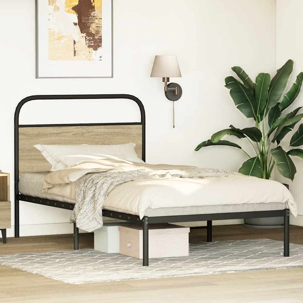 Cadre de lit sans matelas 90x190cm chêne sonoma bois ingénierie