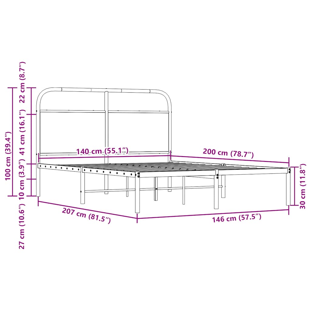 Cadre de lit sans matelas 140x200 cm chêne sonoma