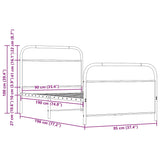Bettgestell ohne Matratze 90x190cm Sonoma-Eiche-Holzwerkstoff