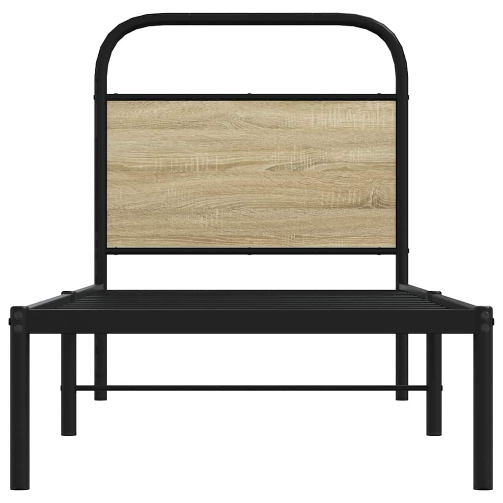 Tête de lit chêne sonoma 75 cm acier et bois d'ingénierie