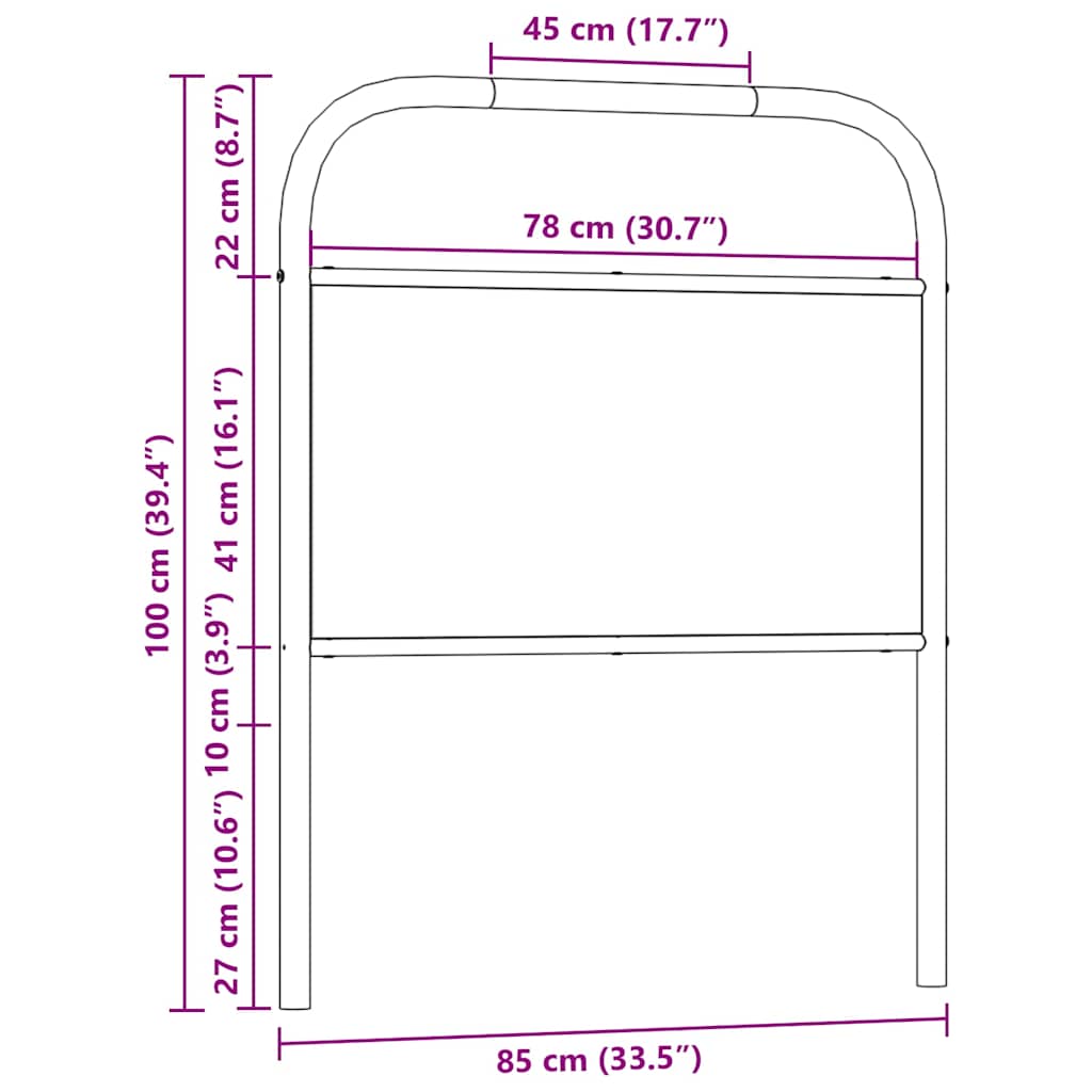 Tête de lit chêne sonoma 80 cm acier et bois d'ingénierie