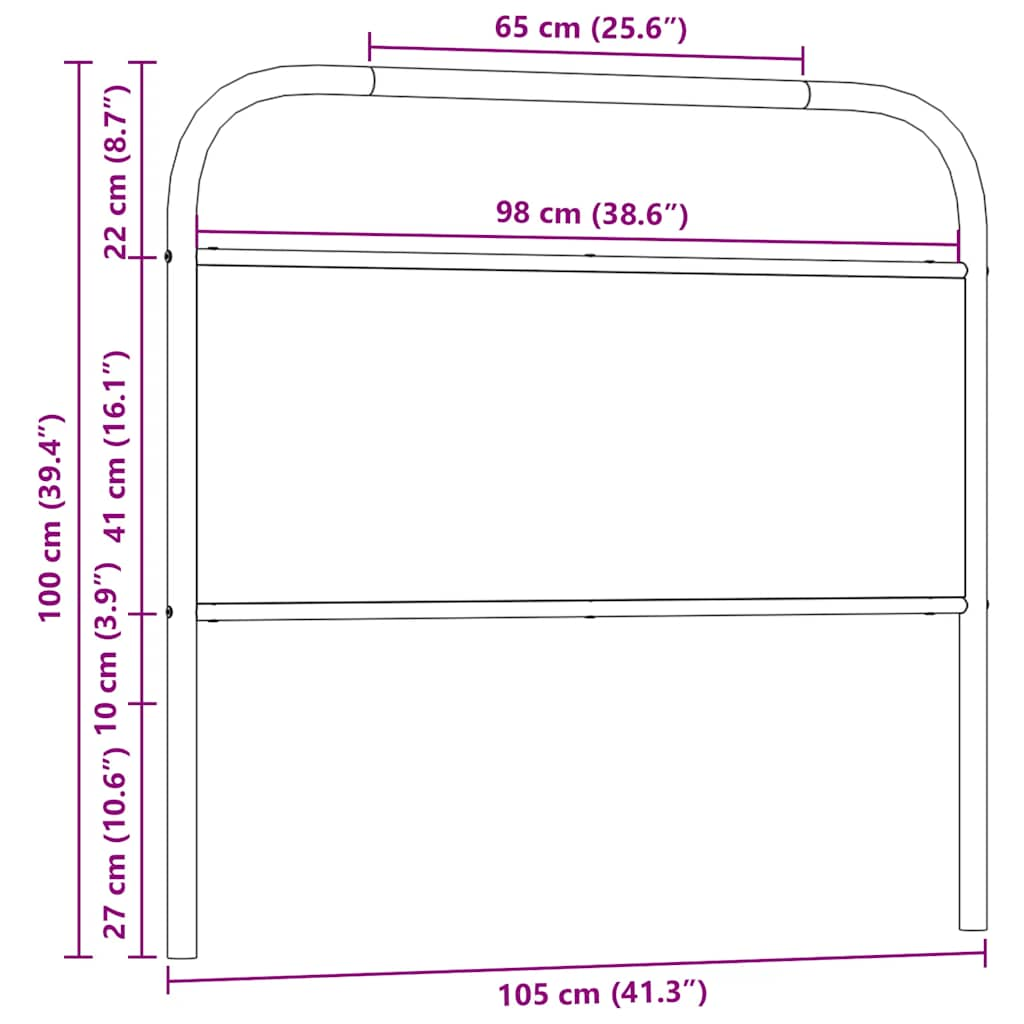 Tête de lit chêne sonoma 100 cm acier et bois d'ingénierie