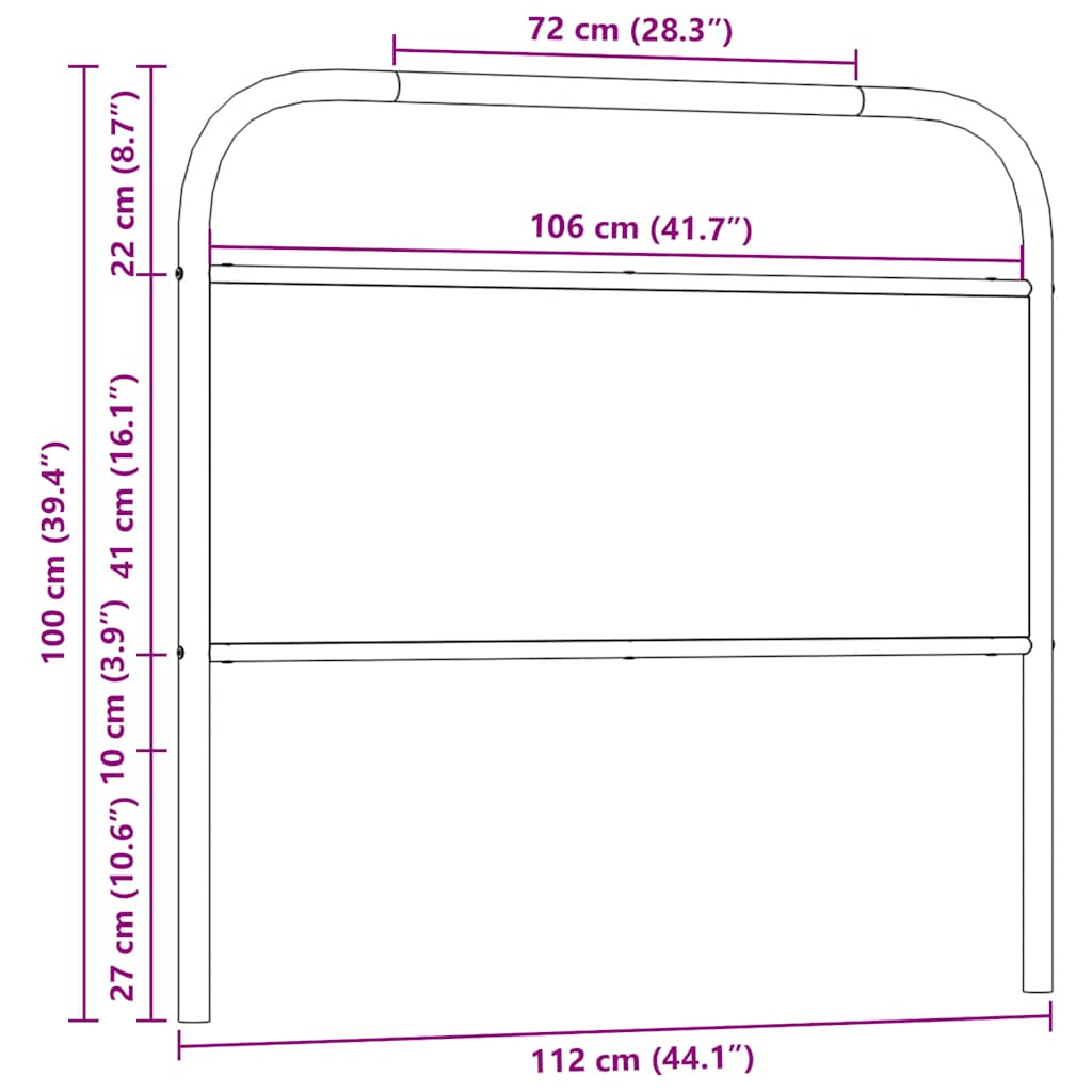 Tête de lit chêne sonoma 107 cm acier et bois d'ingénierie