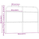 Tête de lit chêne sonoma 140 cm acier et bois d'ingénierie