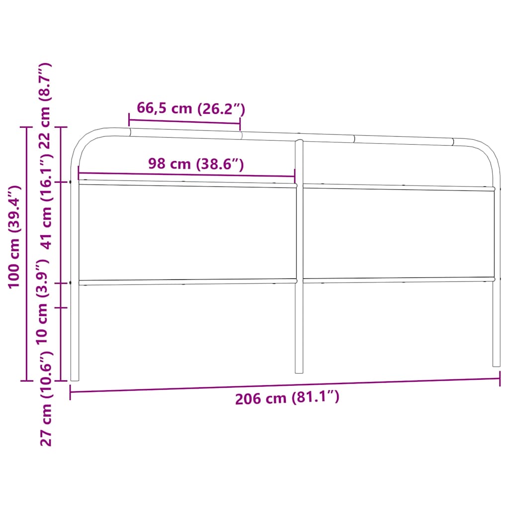 Tête de lit chêne sonoma 200 cm acier et bois d'ingénierie